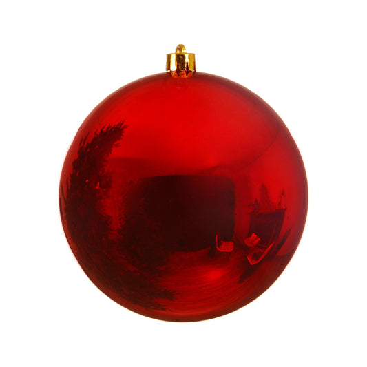 Baubles shatterproof shiny christmas red D.14cm