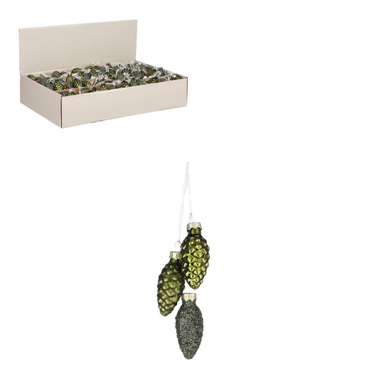 Ornament pine cone d. green display - h6xd3cm