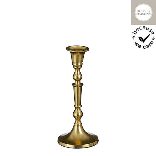 Candleholder recycled aluminium gold - h19,5xd9cm