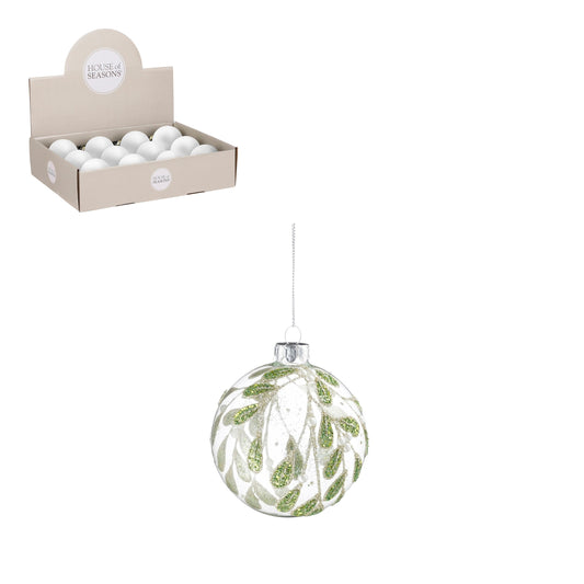 Bauble glass green display - d8cm