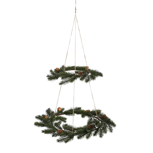 Wreath hanging green TIPS 102 - h60xd42cm