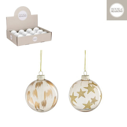 Bauble glass gold 2 assorted 12 pieces display - d8cm