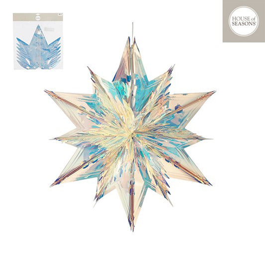 Decoration star hanging iridescent - l60xw55xh25cm