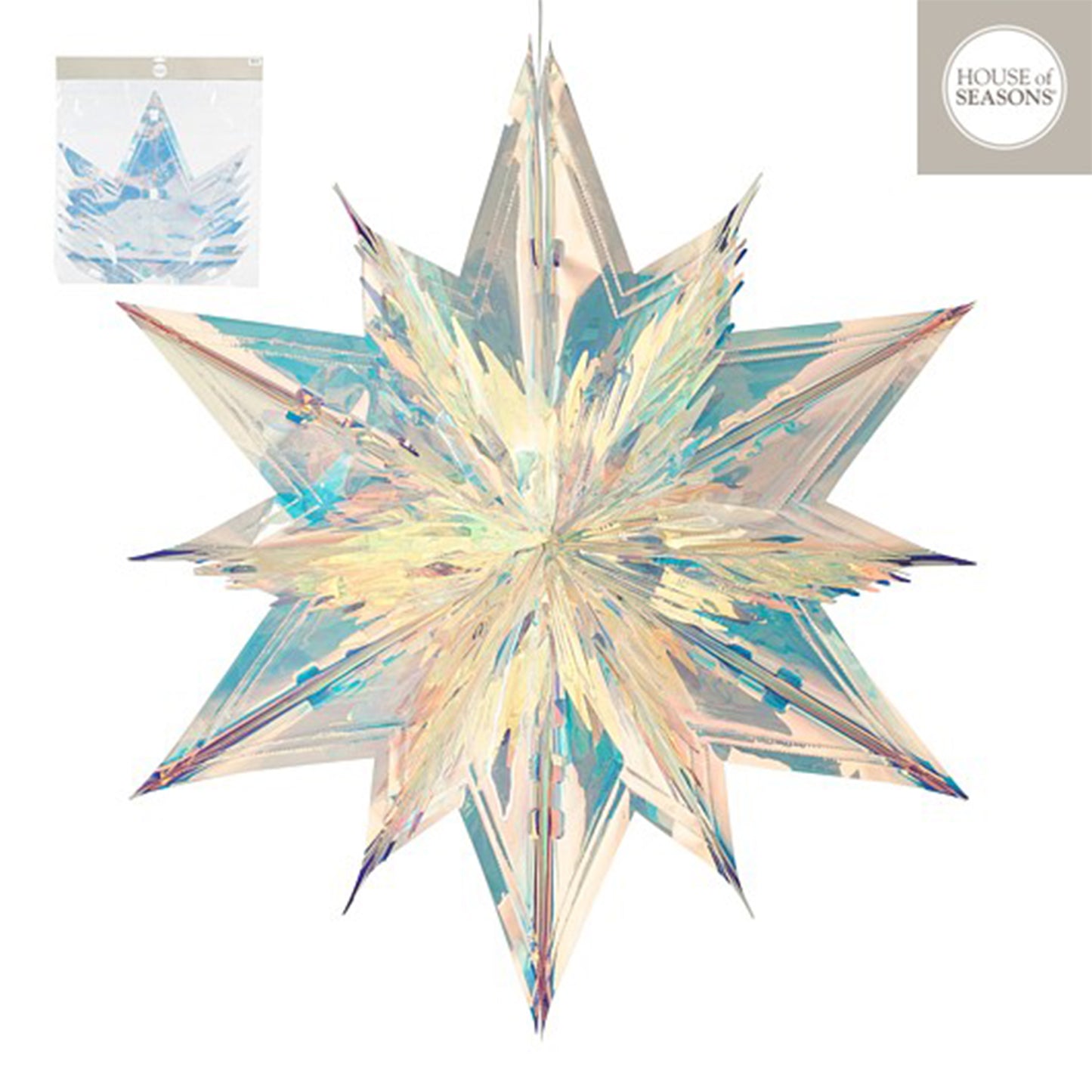 Decoration star hanging iridescent - l90xw80xh34cm