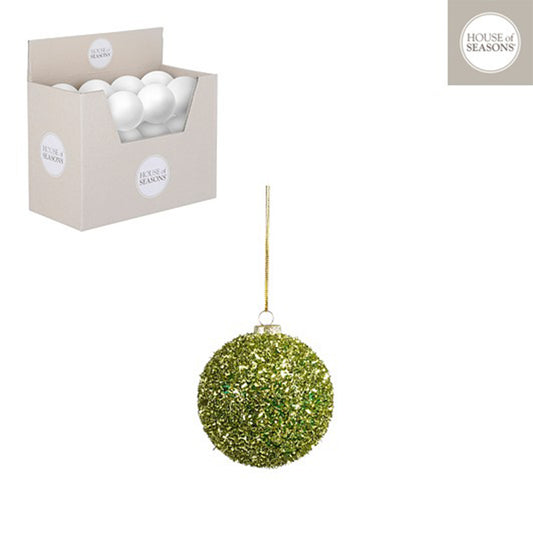 Bauble unbreakable l. green display - d8cm