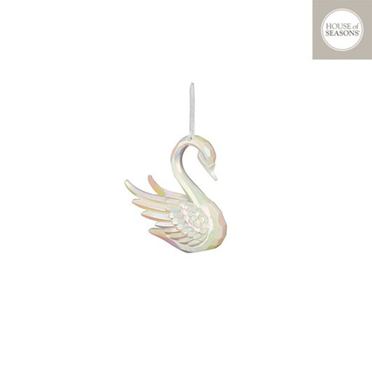 Ornament swan white - l4,5xw5xh10cm