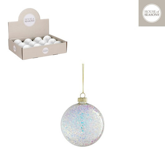 Bauble glass iridescent 12 pieces display - d8cm