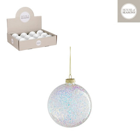 Bauble glass iridescent 12 pieces display - d10cm