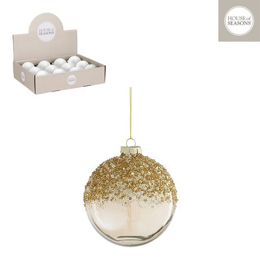 Bauble glass champagne 12 pieces display - d10cm