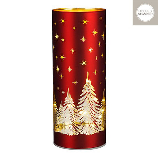 Decoration glass red led battery operated - h20xd8cm