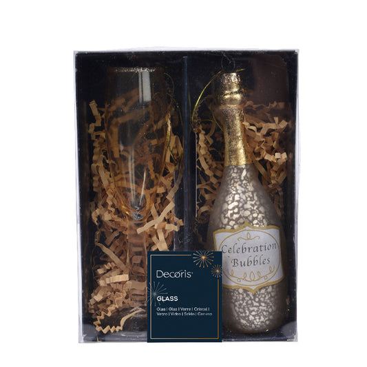 Figure glass glitter mix  champagne - dia6cm x H.12.5cm