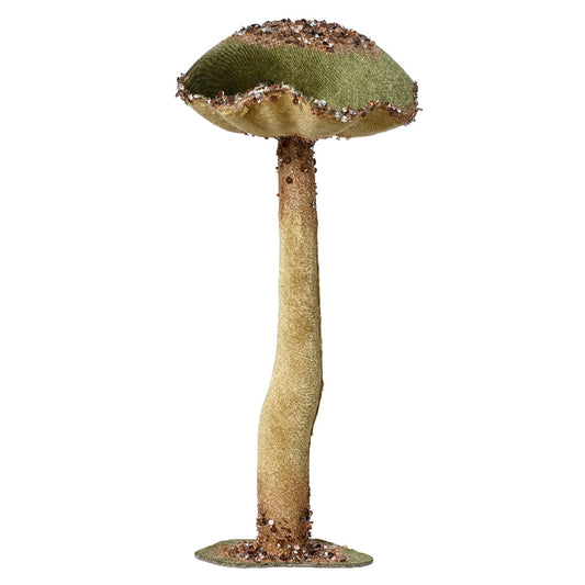 Mushroom polyester velvet glitters on foot  green - L.23cm x W.23cm x H.51cm