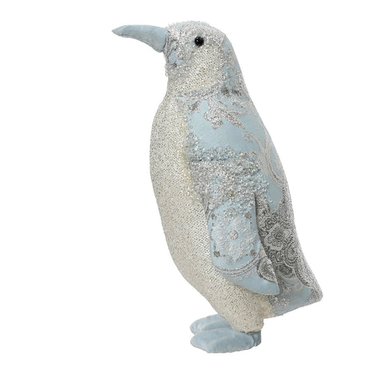 Penguin polyester glitters  blue/white - L.16cm x W.17cm x H.28.5cm