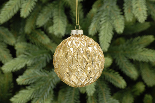 8cm gold mercury effect geometric glass ball