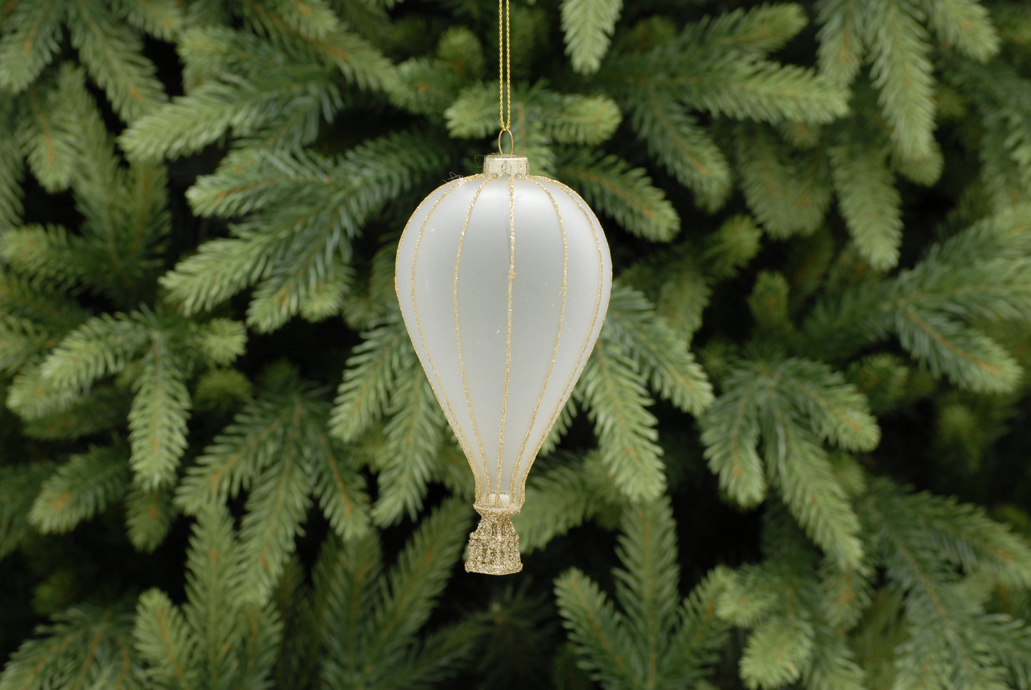 13cm frosted / gold glass hot air balloon