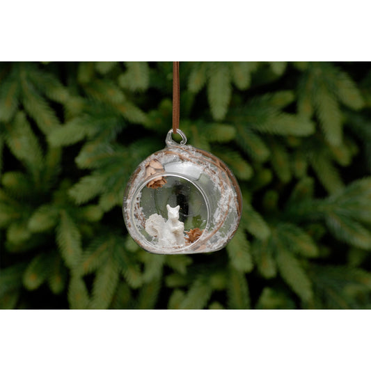 8cm clear glass open ball with squirrel inside