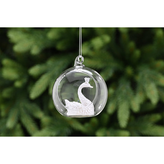 8cm clear glass open ball with swan inside