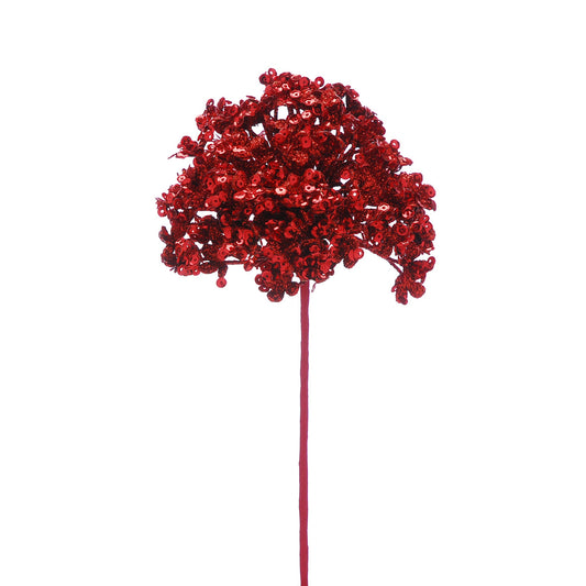 21cm red glitter hydrangea pick