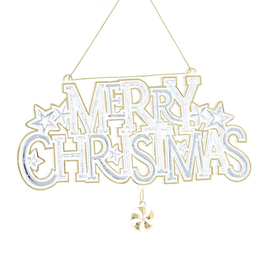 15cm hanging gold/silver glitter MERRY CHRISTMAS