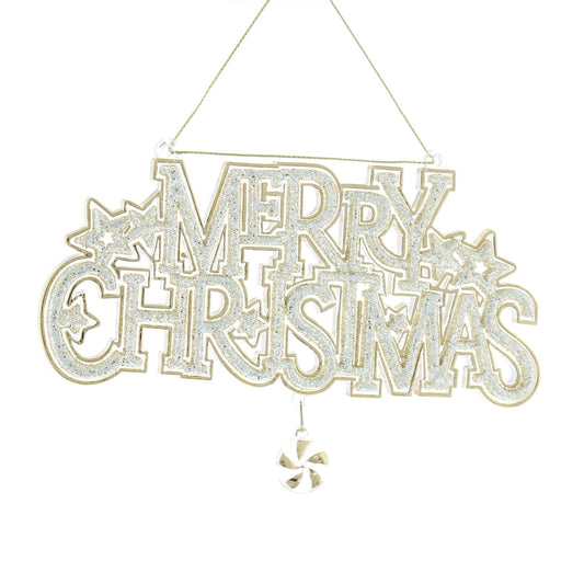 15cm hanging gold glitter MERRY CHRISTMAS