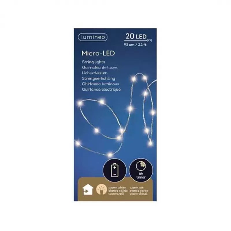 Micro LED stringlights 20 led warm white  steady BO indoor L.95cm