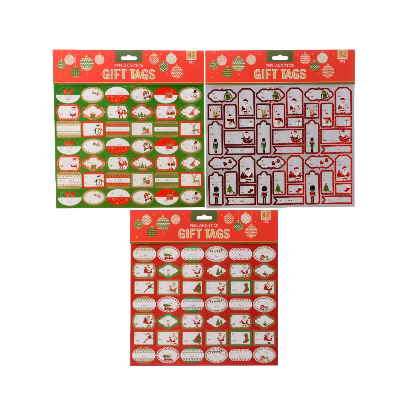 Sticker paper rectangle gold foil santa - xmas tree - nutcracker 3ass  assorted - L.30.5cm x W.25cm x H.0.01cm