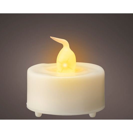 LED tealight plastic steady BO indoor  white/flame - dia3.6cm x H.3.6cm