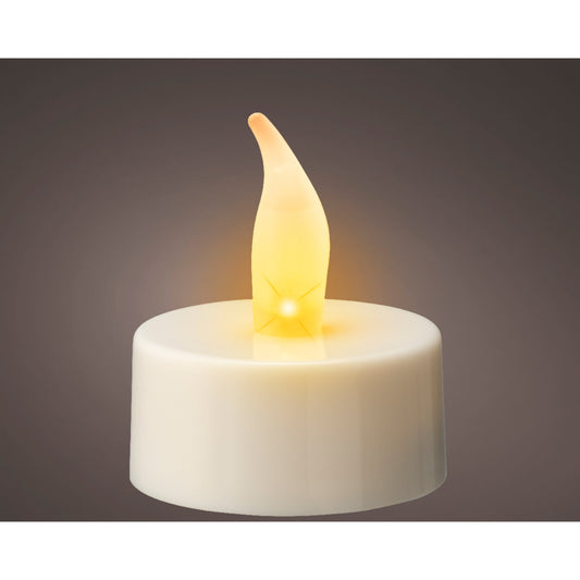 LED tealight plastic fire flame effect BO indoor  white/flame - dia3.8cm x H.4.6cm