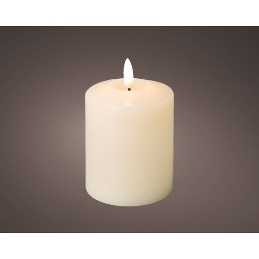 LED wick church candle wax BO indoor  cream/warm white - dia7.5cm x H.11.5cm