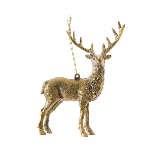 Reindeer plastic  gold antique - L.5cm x W.11cm x H.14cm