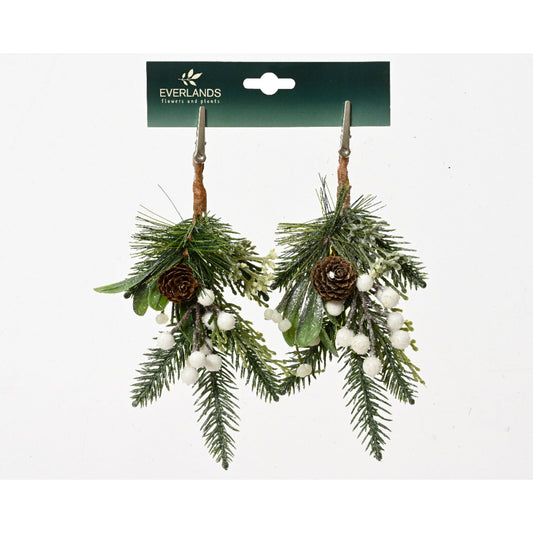 Modern pick glitter wooden balls, pinecones,eucalyptus indoor  green/colour(s) - L.4cm x W.8cm x H.22cm