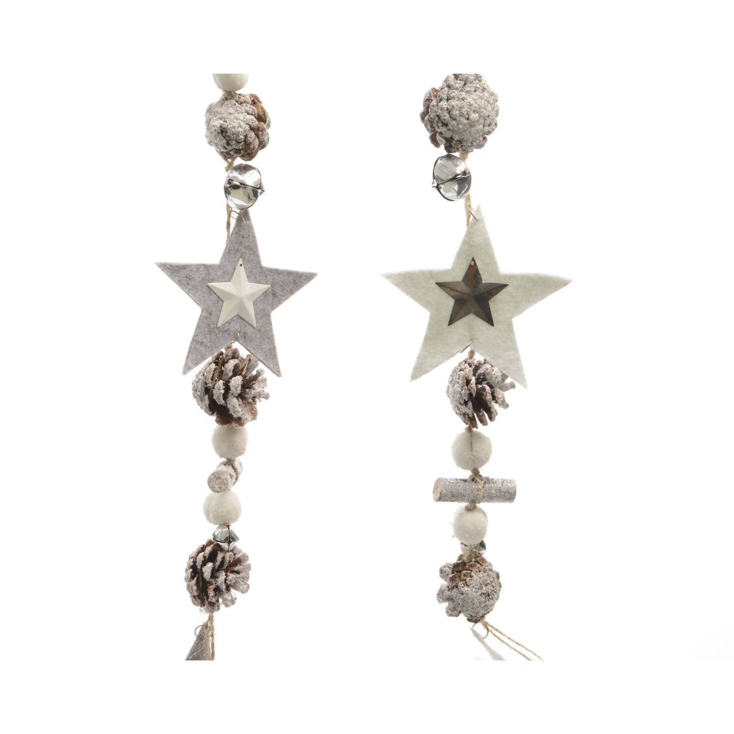 Garland pinecone bells, stars 2col ass  assorted - L.8cm x W.4cm x H.120cm